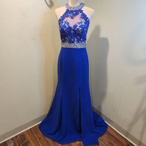 ASPEED USA Elegant Royal Blue Embellished Evening Dress Sz M